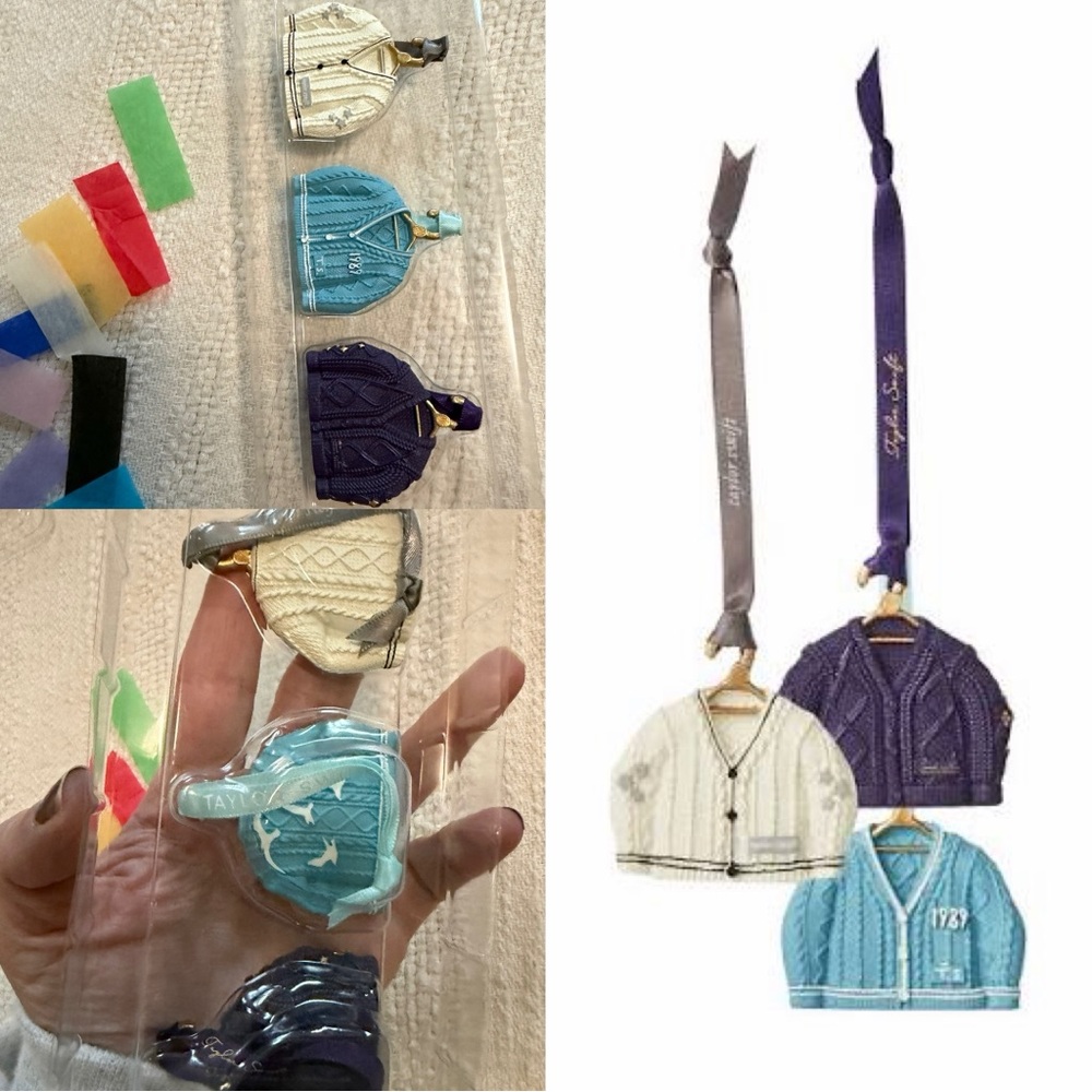NIB Taylor Swift mini cardigan ornament set folklore 1989 speak now holiday
